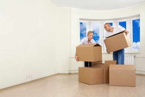 Business relocation planning in Brockley with office moving boxes
